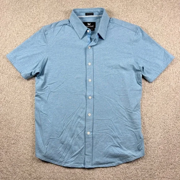 Buttercloth Shirt Mens Medium Blue Icy Cotton Short Sleeve Regular Fit Button Up - Picture 2 of 6